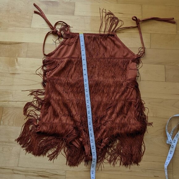 FASHION nova part crasher fringe romper copper brown size XL @L1 - Picture 11 of 11